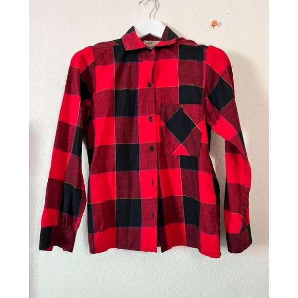 Jaff By Carol Anderson Womens Red Black Plaid Button Up Flannel Shirt Size 5-6 - Picture 1 of 7